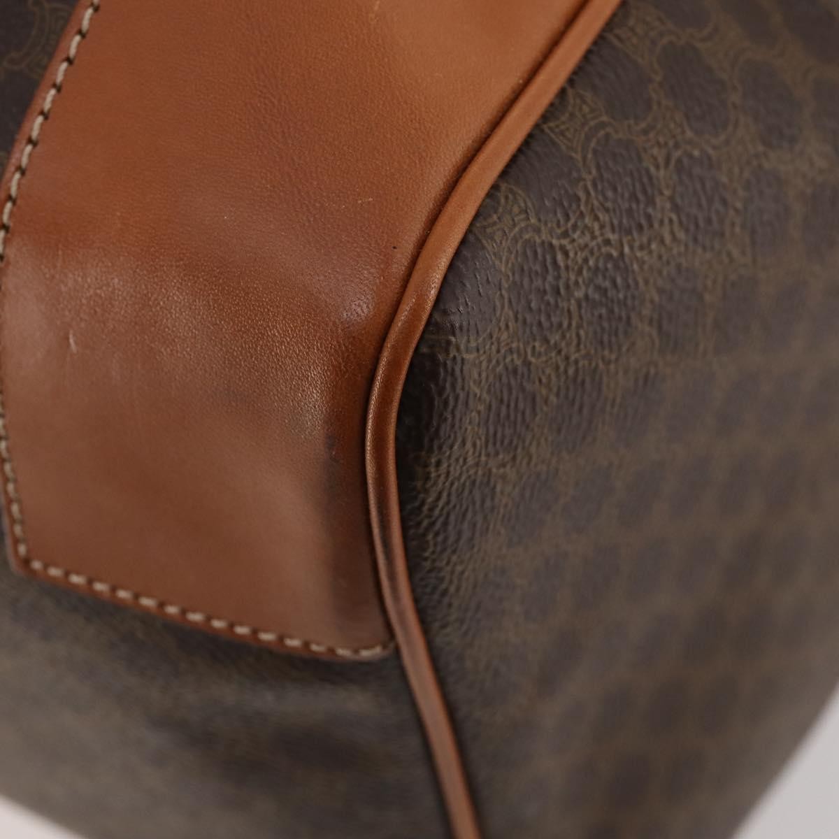 Celine Vintage Duffle Bag Canvas and Leather, Brown, Canvas, Travel Bag