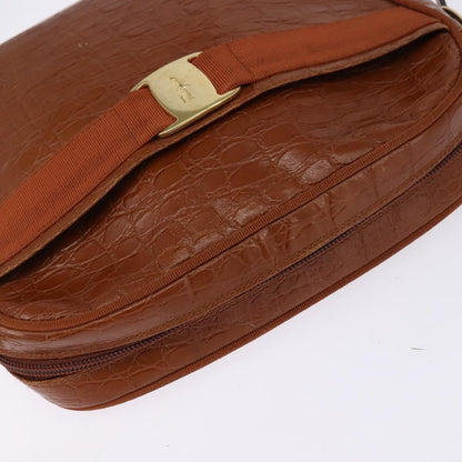 Salvatore Ferragamo Vala Shoulder Bag Leather, BROWN, LEATHER, Shoulder bag