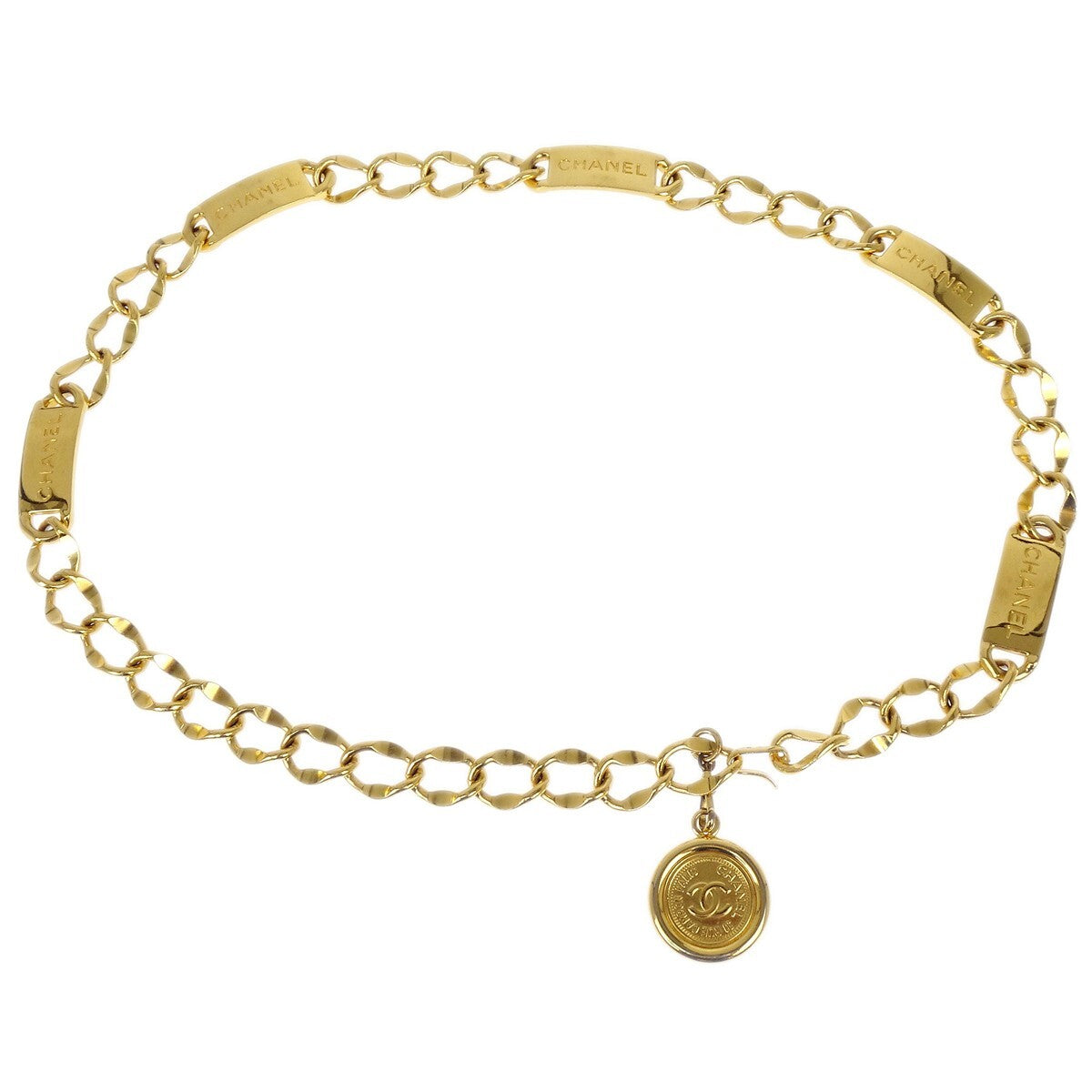Chanel Vintage Medallion Logo Chain Belt Metal, GOLD, GOLD_PLATED, Belts
