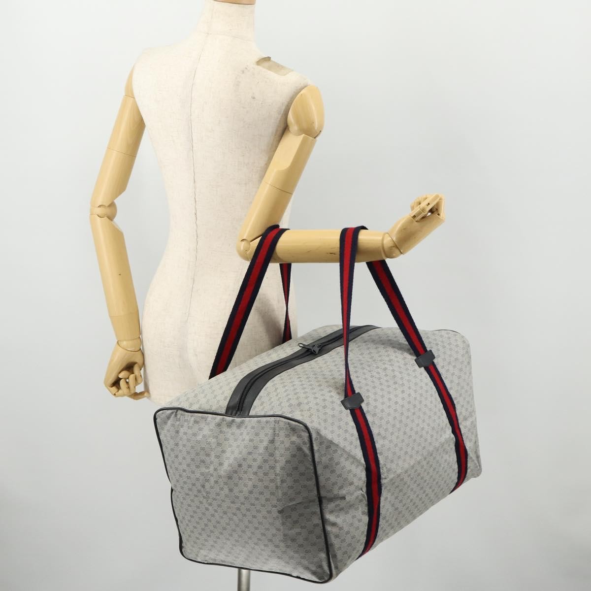 Gucci Web Trim Weekend Duffle Bag GG Coated Canvas, Navy, Canvas, Travel Bag