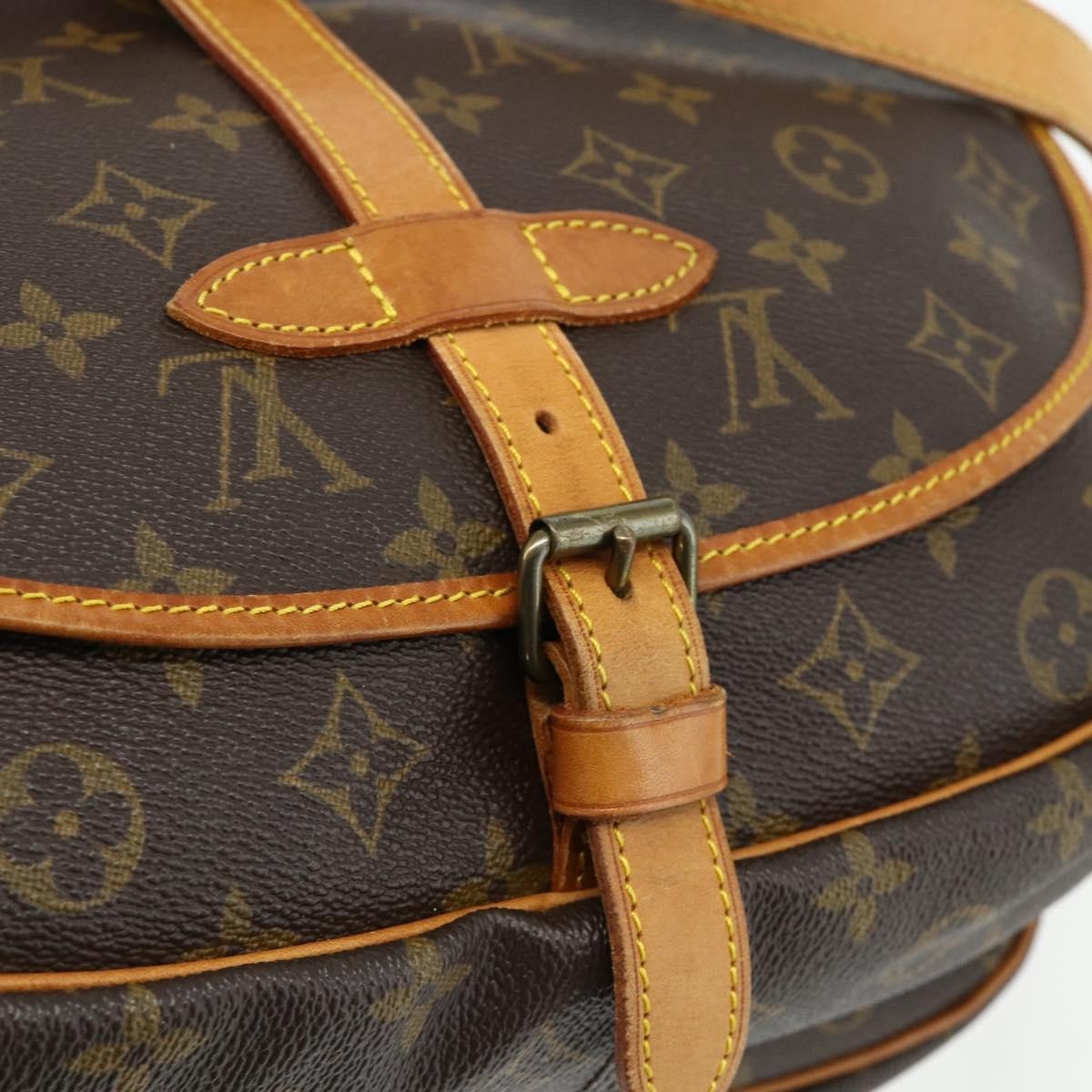 Louis Vuitton Saumur Handbag Monogram Canvas, Brown, Canvas, Shoulder Bag