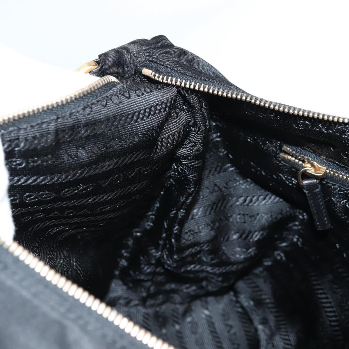 Prada Double Chain Hobo Nylon, BLACK, NYLON, Shoulder bag