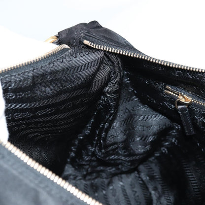 Prada Double Chain Hobo Nylon, BLACK, NYLON, Shoulder bag