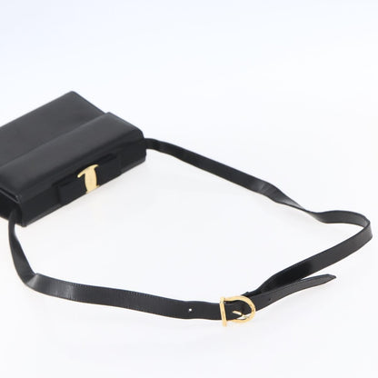 Salvatore Ferragamo Vala Shoulder Bag Leather, BLACK, LEATHER, Shoulder bag