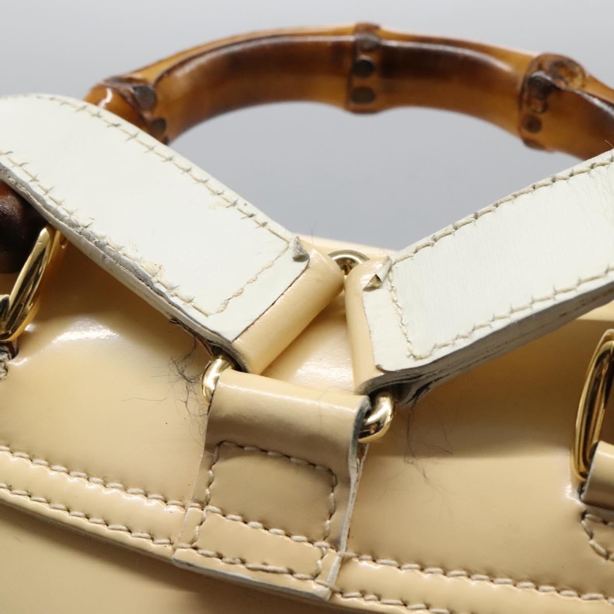 Gucci Vintage Bamboo Backpack Patent, Beige, Patent Leather, Backpack