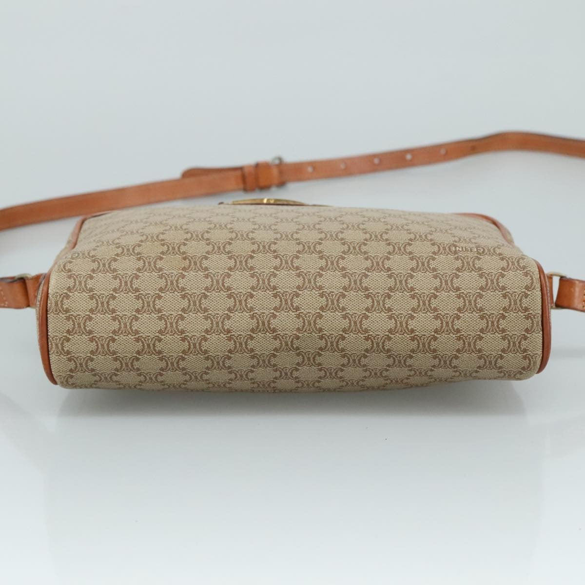 Celine Macadam Shoulder Bag Leather, BEIGE, LEATHER, Shoulder bag