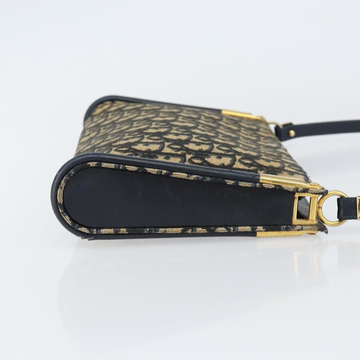 Christian Dior Vintage Trotter Shoulder Bag Canvas, NAVY, CANVAS, Shoulder bag