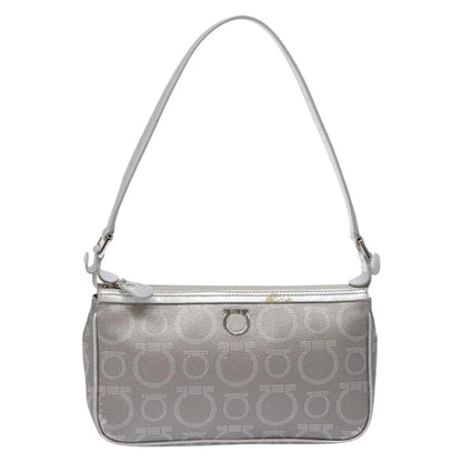Salvatore Ferragamo Gancini Shoulder Bag Leather, SILVER, LEATHER, Shoulder bag