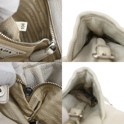 Prada Side Pocket Zip Hobo Vitello Daino, WHITE, LEATHER, Shoulder bag