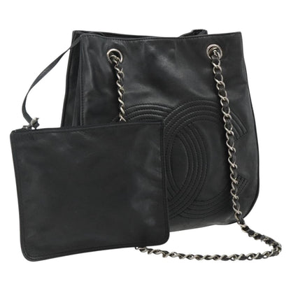 Chanel Vintage CC Shoulder Bag Lambskin, Black, Leather, Shoulder Bag