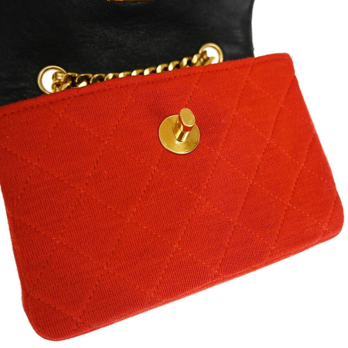Chanel Vintage Clutch Pleated Leather, RED, CANVAS, Shoulder bag