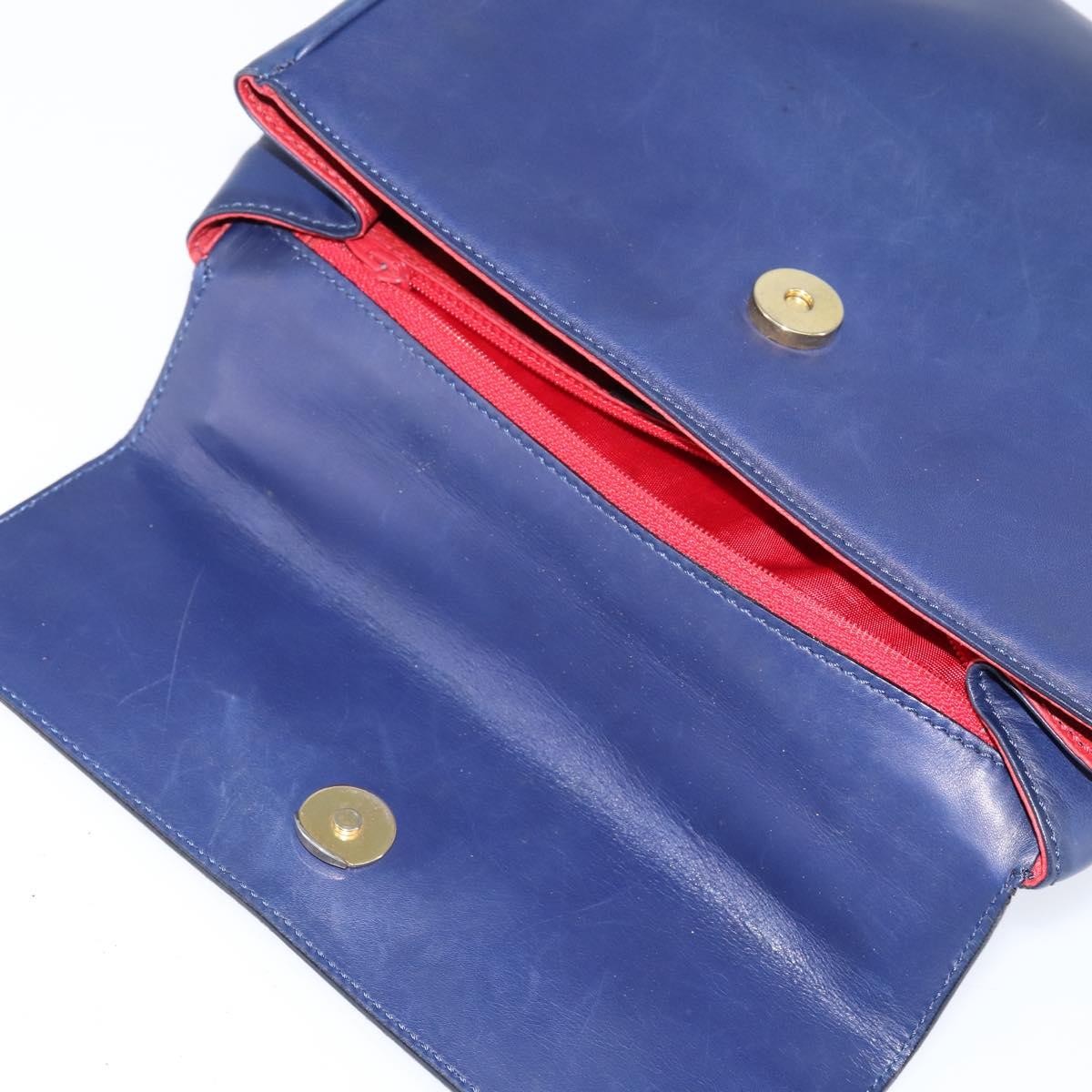 Celine Circle Logo Handbag Leather, BLUE, LEATHER, Handbag