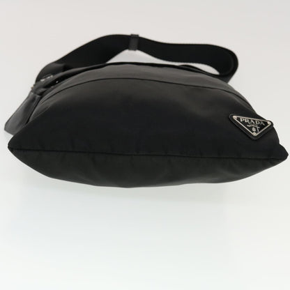 Prada Zip Messenger Bag Horizontal Quilt Tessuto, BLACK, NYLON, Shoulder bag