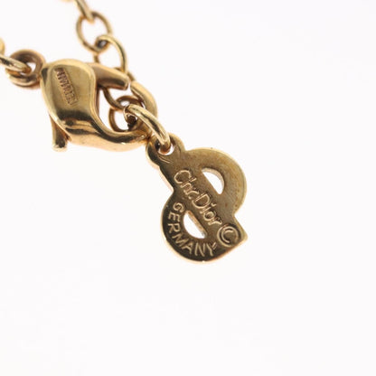 Christian Dior Vintage Logo Round Pendant Necklace Metal and Crystals, GOLD, METAL, Necklace