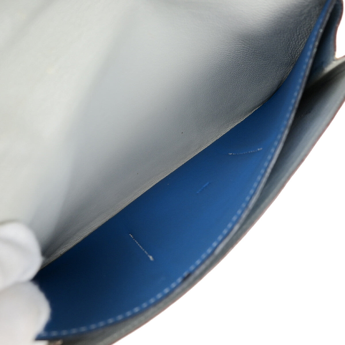 Hermes Bicolor Dogon Duo Combined Wallet Leather, BLUE, LEATHER, Wallets