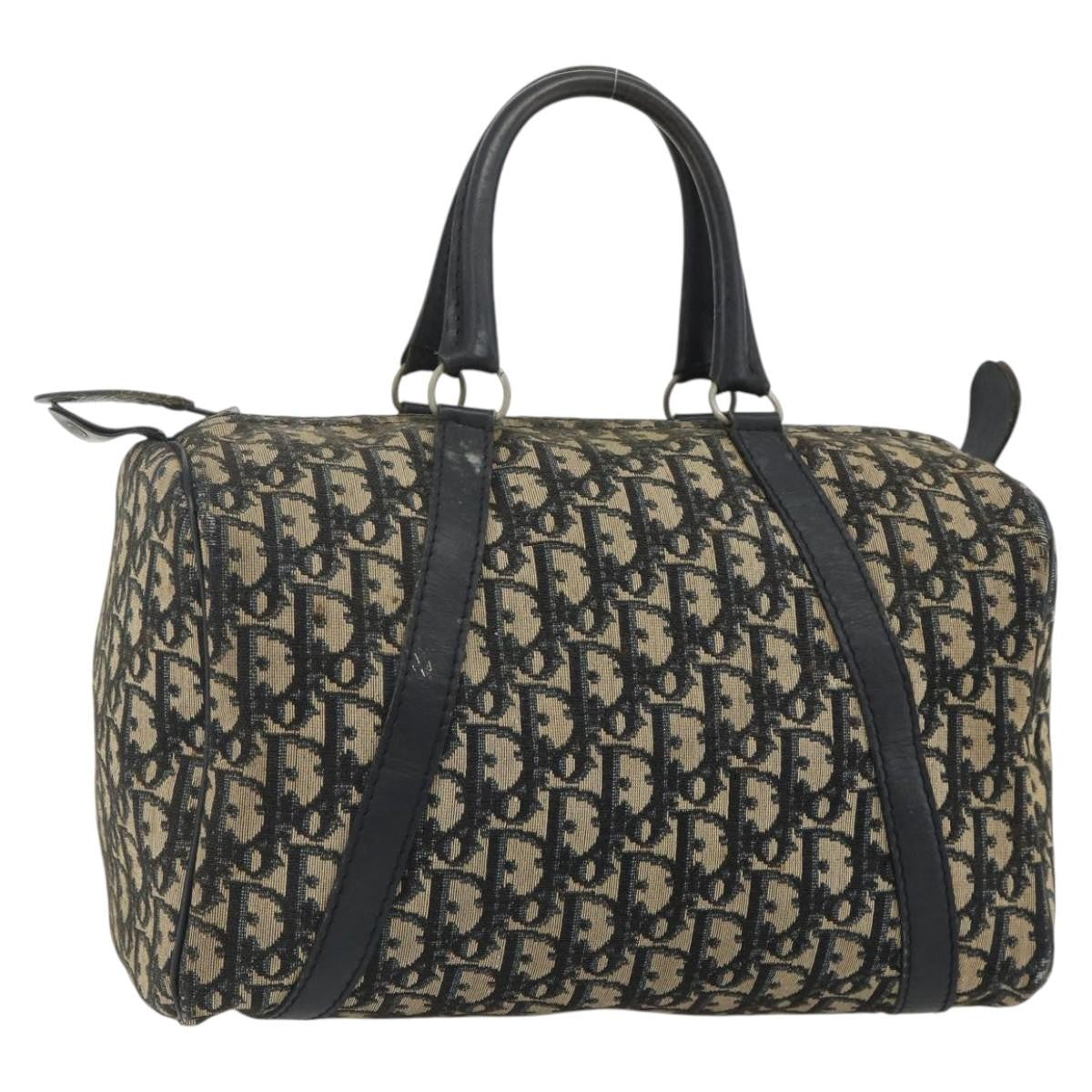 Christian Dior Vintage Trotter Boston Bag Diorissimo Canvas, Navy, Canvas, Handbag