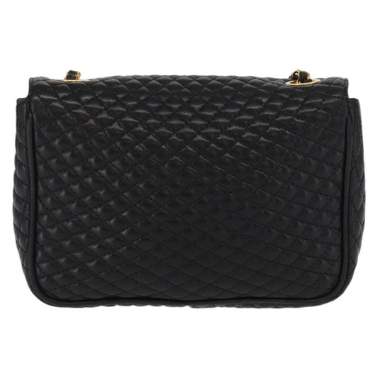 Bally Vintage Chain Shoulder Bag Quilted Leather, BLACK, LEATHER, Shoulder bag