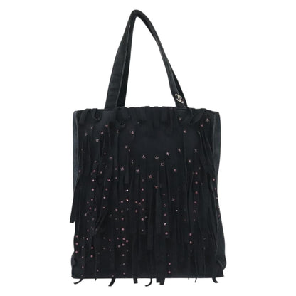 Chanel Vintage Fringe Tote Suede, NAVY, SUEDE, Tote bag