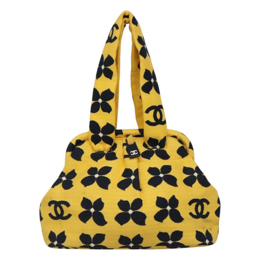 Chanel Vintage Frame Shoulder Bag Printed Canvas, YELLOW, CANVAS, Shoulder bag