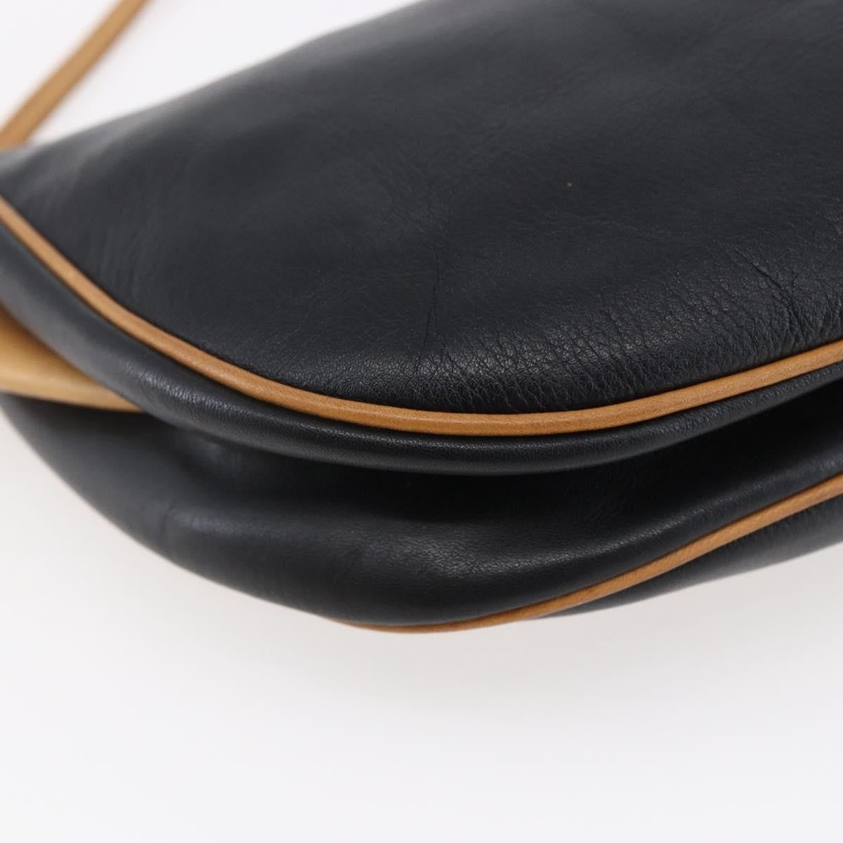 Celine Flap Shoulder Bag Leather, BLACK, LEATHER, Shoulder bag