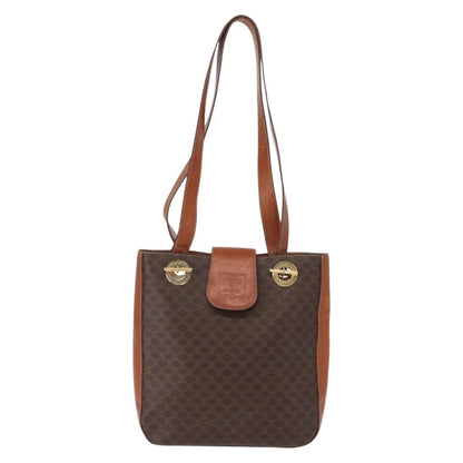 Celine Vintage Macadam Shoulder Bag Canvas and Leather, BROWN, CANVAS, Shoulder bag