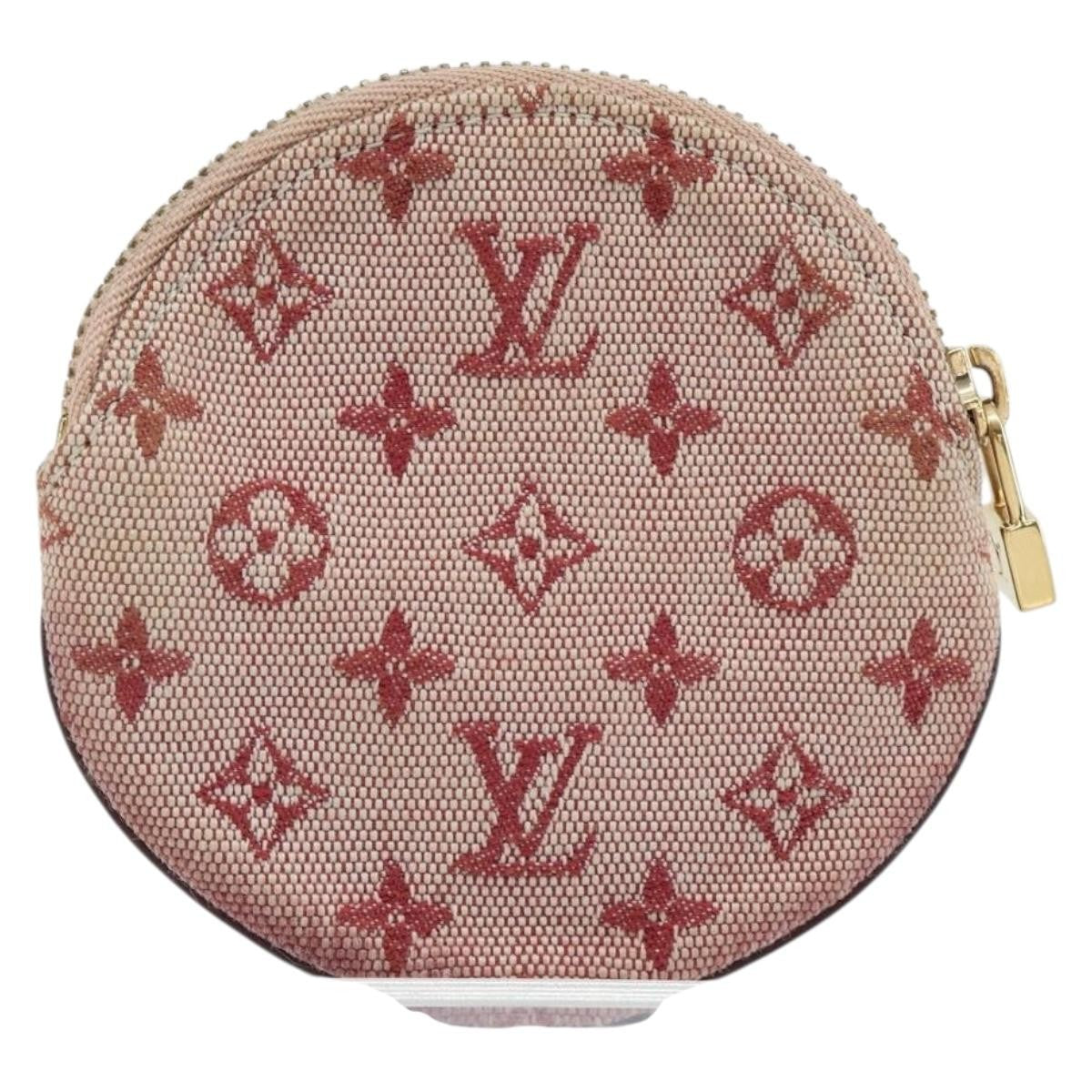 Louis Vuitton Round Coin Purse Mini Lin, RED, CANVAS, Wallets