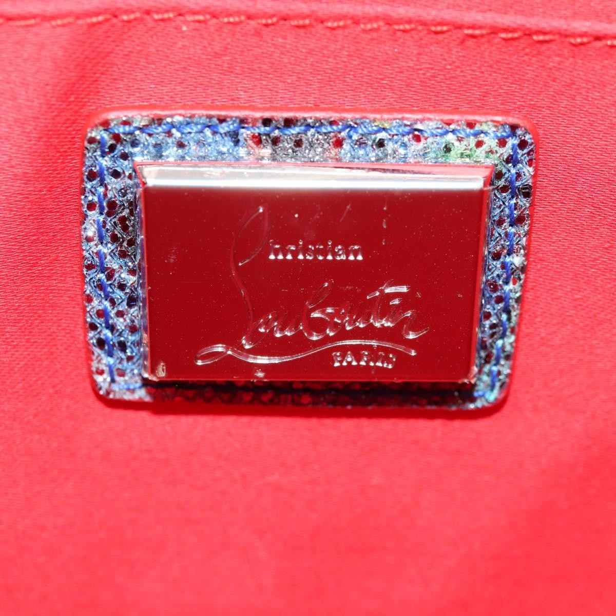 Christian Louboutin Loubiclutch Spiked Printed Leather, RED, CANVAS, Shoulder bag