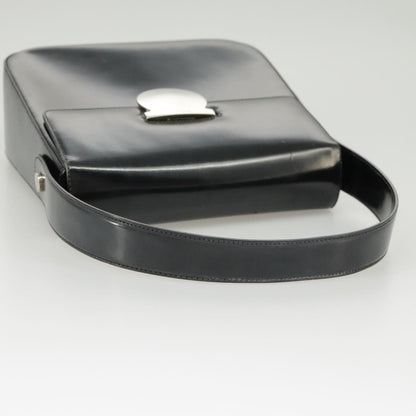 Salvatore Ferragamo Gancini handbag Leather, BLACK, LEATHER, Handbag