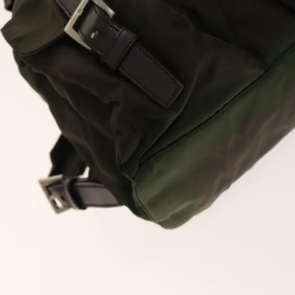 Prada Double Pocket Drawstring Backpack Nylon with Studded Detail, KHAKI, NYLON, Backpack