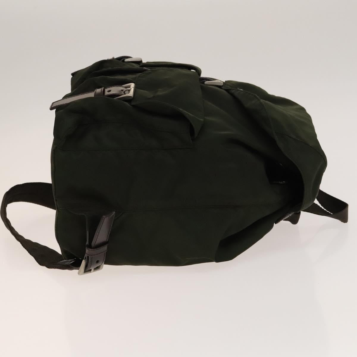 Prada Vela Double Front Pocket Backpack Tessuto with Saffiano Leather, Khaki, Nylon, Backpack