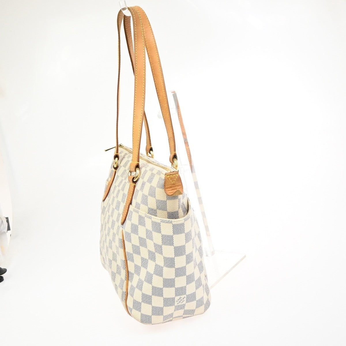 Louis Vuitton Totally Handbag Damier azur, WHITE, CANVAS, Shoulder bag