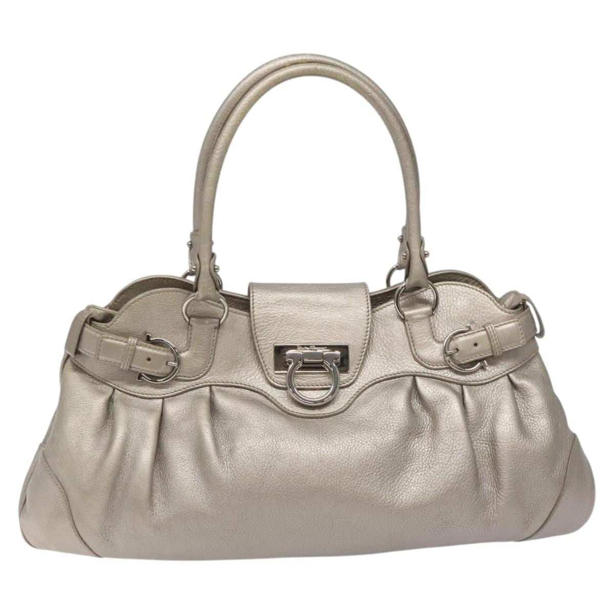 Salvatore Ferragamo Marisa Satchel Leather, SILVER, LEATHER, Shoulder bag