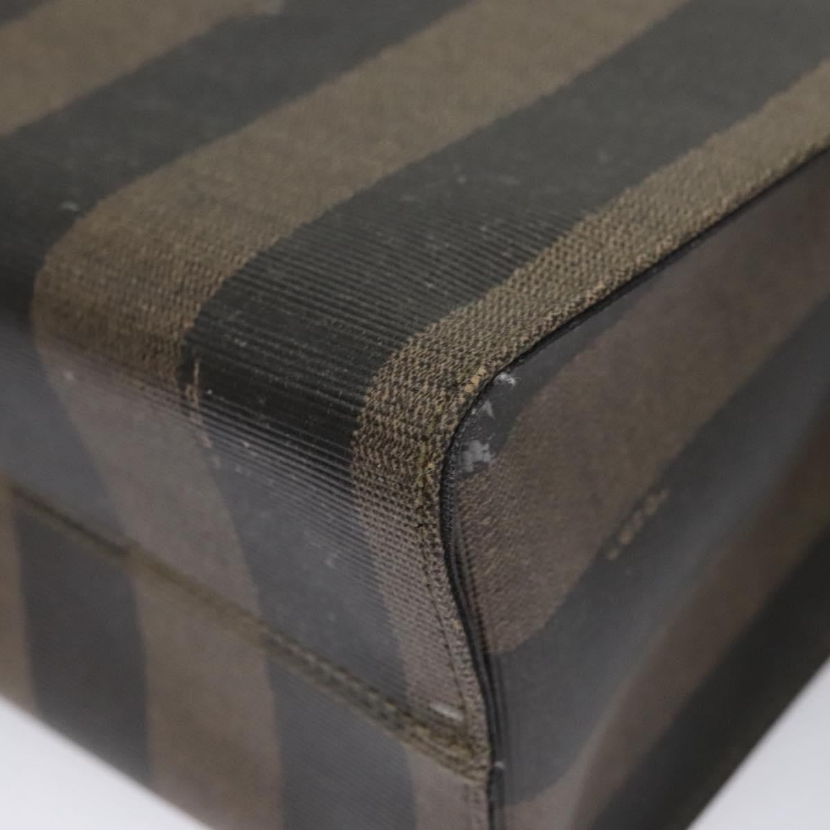 Fendi Vintage Logo Stamp Tote Pequin Coated Canvas, BROWN, CANVAS, Tote bag