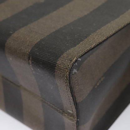 Fendi Vintage Logo Stamp Tote Pequin Coated Canvas, BROWN, CANVAS, Tote bag