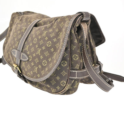 Louis Vuitton Saumur Handbag Mini Lin, BROWN, CANVAS, Shoulder bag