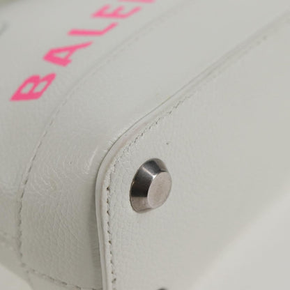 Balenciaga Logo Ville Bag Leather, WHITE, LEATHER, Handbag