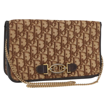 Christian Dior Vintage Trotter Shoulder Bag Canvas, BEIGE, CANVAS, Shoulder bag