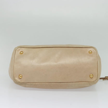 Prada Front Pocket Convertible Tote Leather, BEIGE, LEATHER, Tote bag