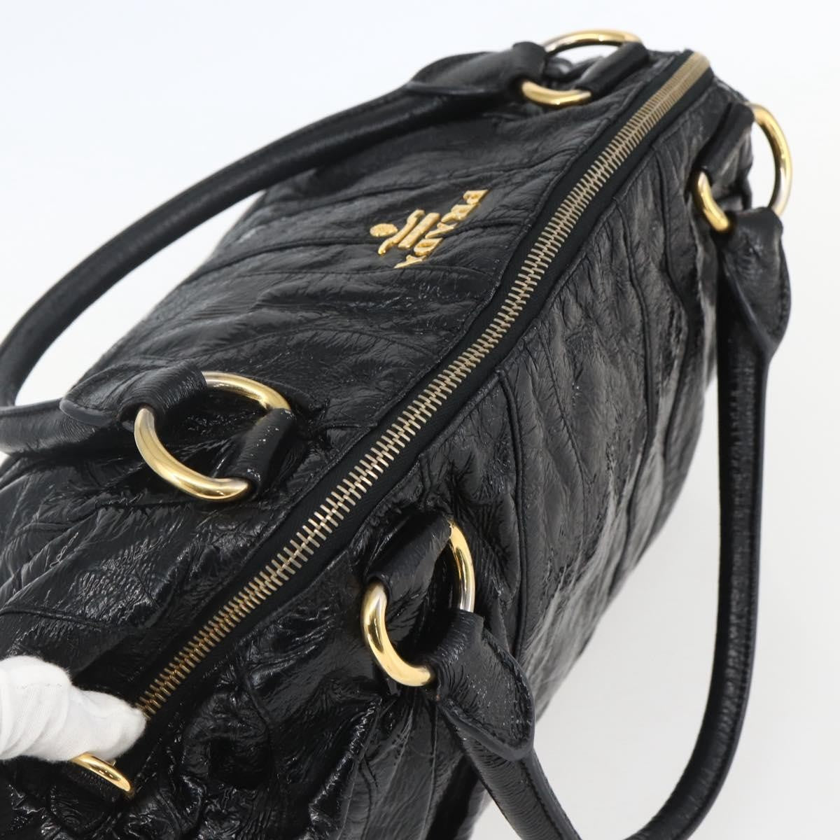 Prada Vintage Handbag Leather, BLACK, LEATHER, Handbag