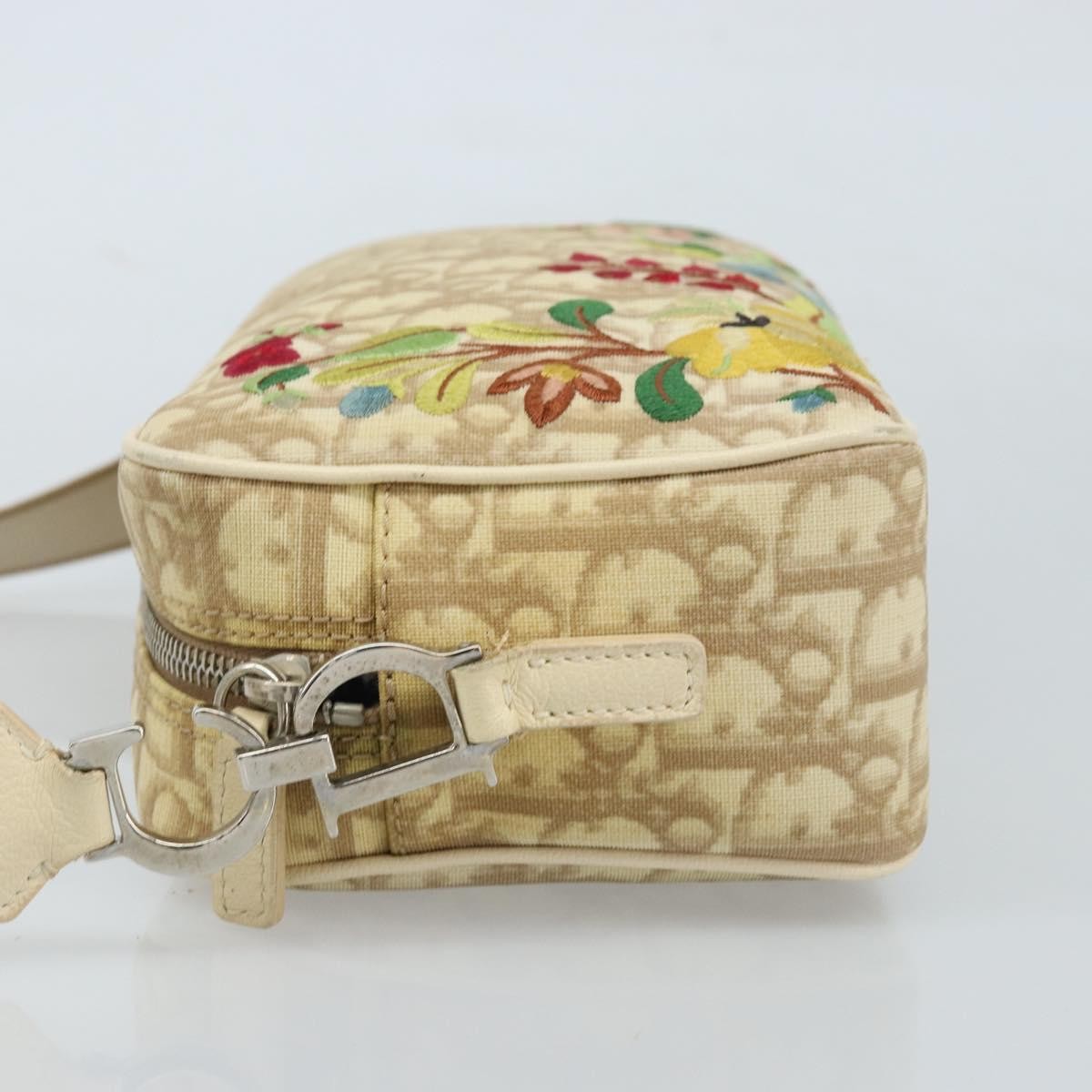 Christian Dior Vintage Crossbody Bag Embroidered Diorissimo Canvas, Beige, Canvas, Shoulder Bag