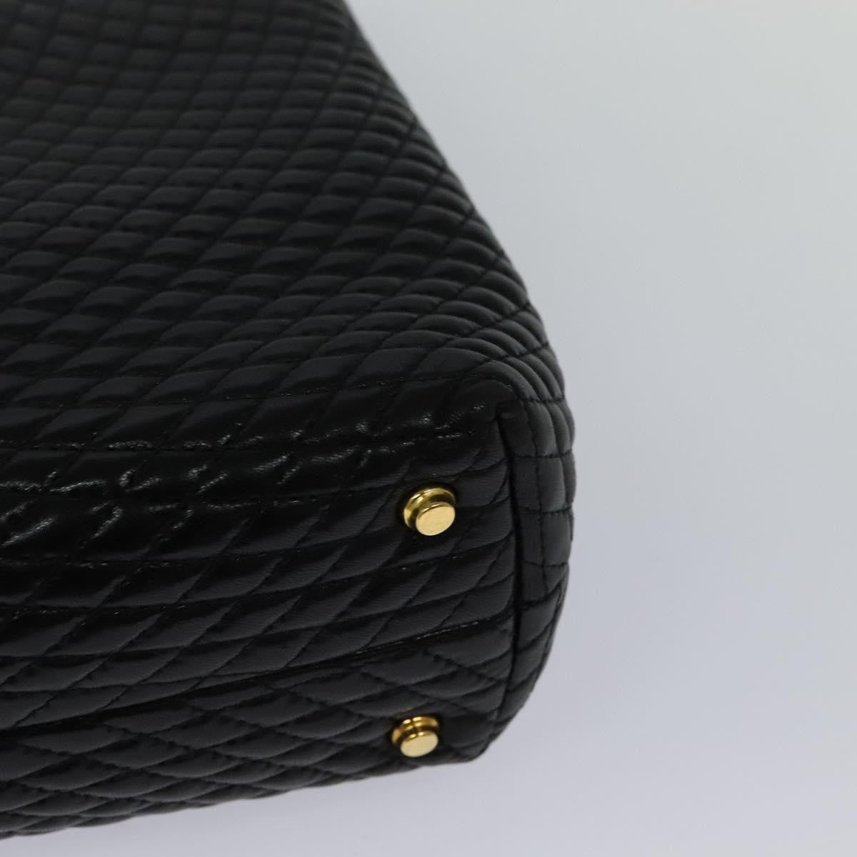 Bally Vintage Handbag Quilted Leather, BLACK, LEATHER, Handbag