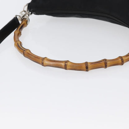 Gucci Vintage Bamboo Shoulder Bag Nylon, Black, Nylon, Shoulder Bag