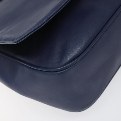 Celine Vintage Circle Logo Crossbody Bag Leather, BLUE, LEATHER, Crossbody bag