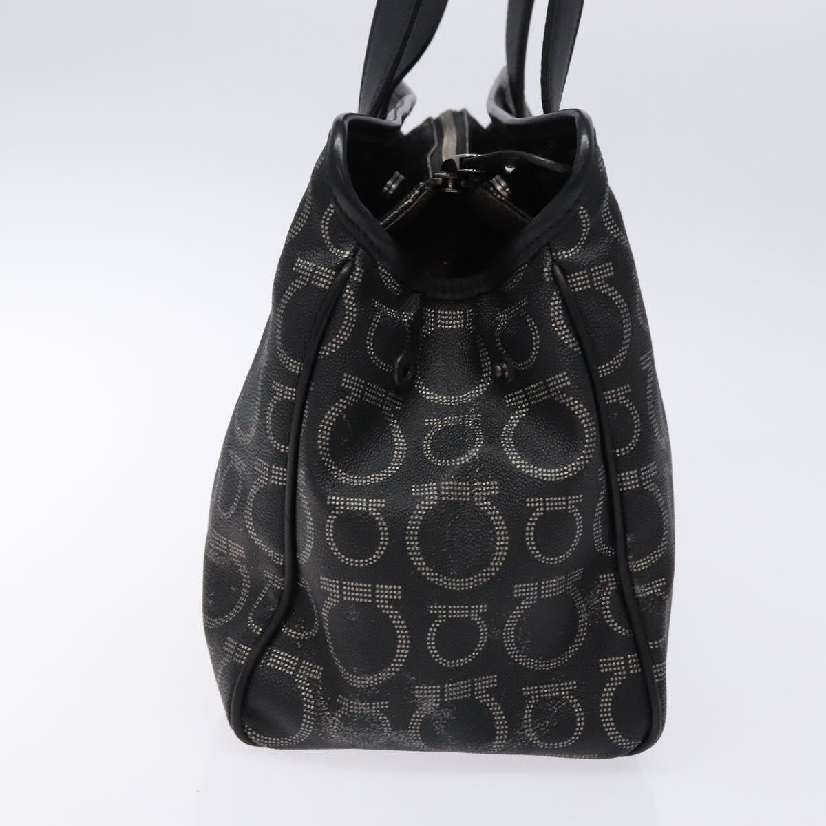 Salvatore Ferragamo Gancini Tote PVC Leather, BLACK, PVC, Tote bag