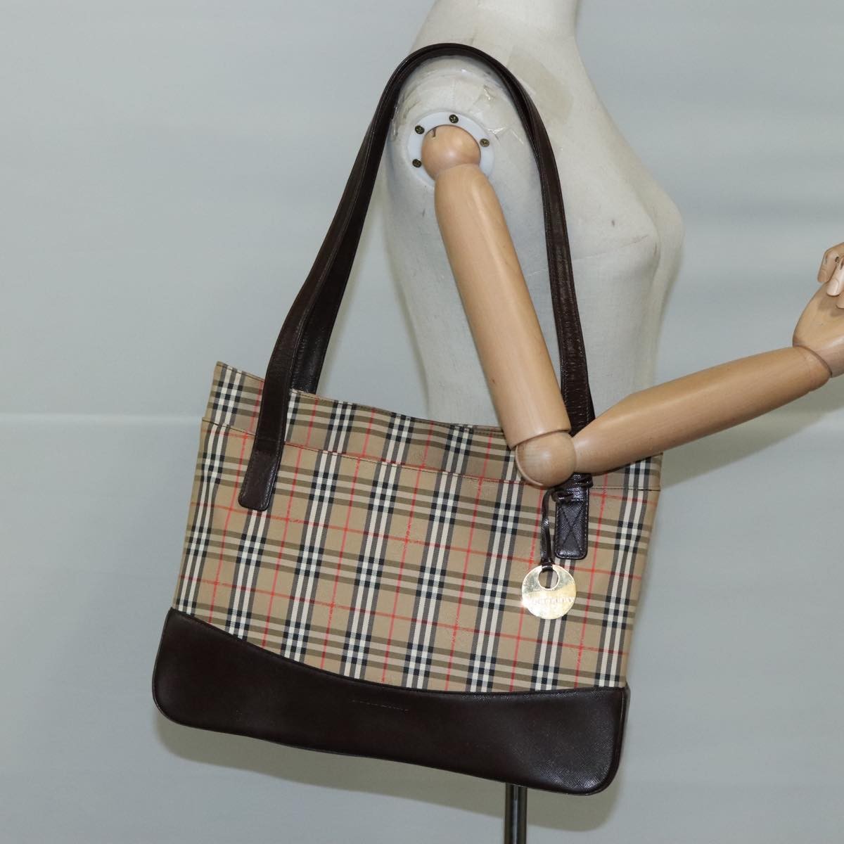 Burberry Nova check Shoulder bag Canvas and Leather, BEIGE, CANVAS, Shoulder bag