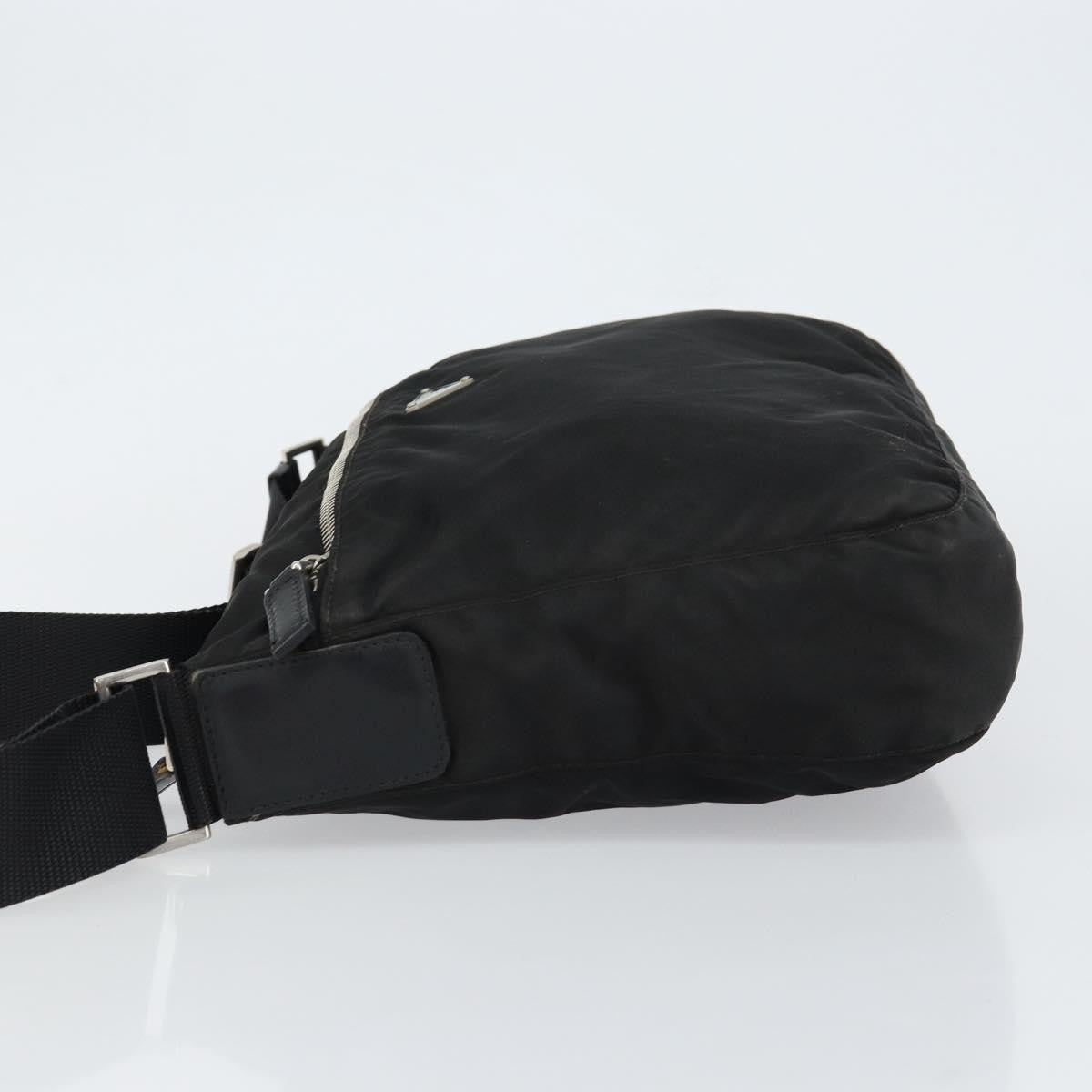 Prada Front Zip Messenger Bag Tessuto, BLACK, NYLON, Shoulder bag