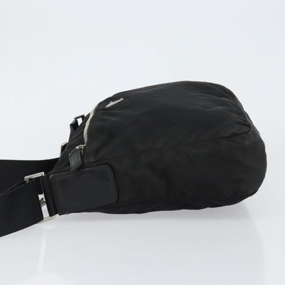 Prada Front Zip Messenger Bag Tessuto, BLACK, NYLON, Shoulder bag