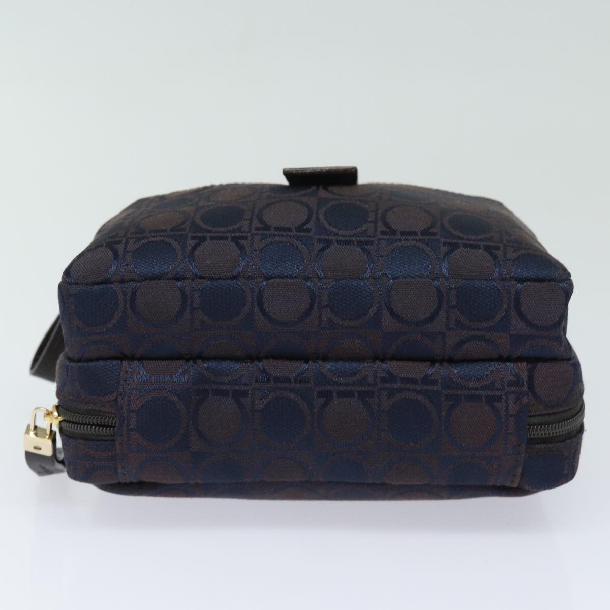 Salvatore Ferragamo Gancini mini handbag Canvas, NAVY, CANVAS, Handbag