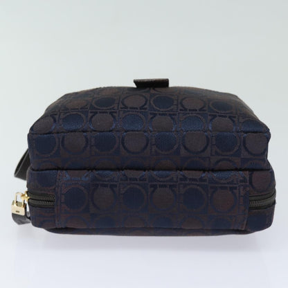 Salvatore Ferragamo Gancini mini handbag Canvas, NAVY, CANVAS, Handbag