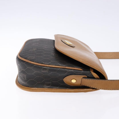 Christian Dior Vintage Honeycomb Flap Crossbody Bag Canvas and Leather, BLACK, CANVAS, Crossbody bag